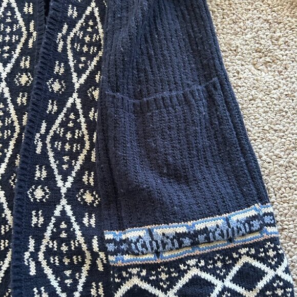 Lucky Brand Women’s Medium Cardigan Navy Blue Patterned Y2K Grannycore - Picture 5 of 10